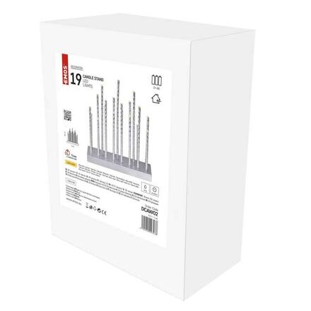 EMOS LED svícen stříbrný, 28,5 cm, 3x AA, vnitřní, teplá bílá, časovač DCAW02