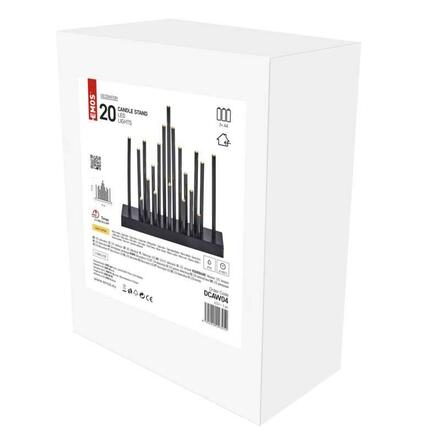 EMOS LED svícen černý, 27,5 cm, 3x AA, vnitřní, teplá bílá, časovač DCAW04