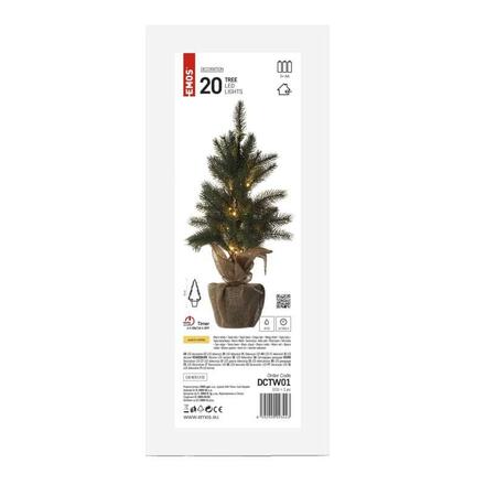 EMOS LED vánoční stromek, 52 cm, 3x AA, vnitřní, teplá bílá, časovač DCTW01