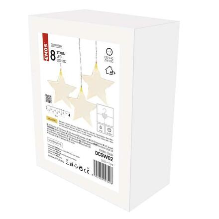 EMOS LED vánoční závěs – hvězdy, 45x84 cm, venkovní i vnitřní, teplá bílá DCGW02