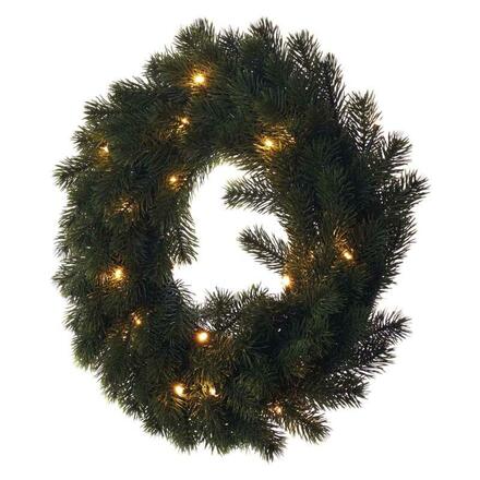 EMOS LED vánoční věnec, 40 cm, 2x AA, vnitřní, teplá bílá, časovač DCTW05