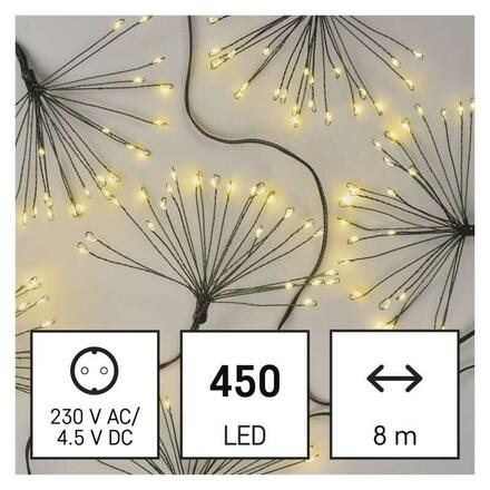 EMOS LED světelný řetěz - svítící trsy, nano, 8 m, vnitřní, teplá bílá, časovač D3AW11