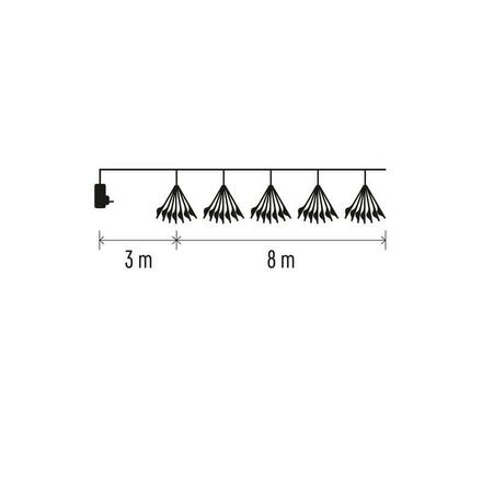 EMOS LED světelný řetěz - svítící trsy, nano, 8 m, vnitřní, teplá bílá, časovač D3AW11