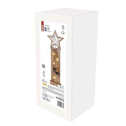EMOS LED dekorace dřevěná - hvězdy, 48 cm, 2x AA, vnitřní, teplá bílá, časovač DCWW10