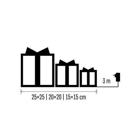 EMOS LED dárky, 3 velikosti, vnitřní, teplá bílá DCFC14