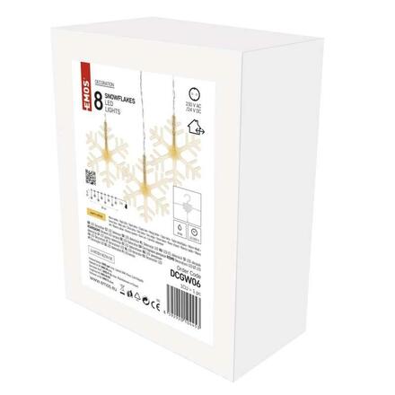 EMOS LED vánoční závěs – sněhové vločky, 84 cm, venkovní i vnitřní, teplá bílá DCGW06