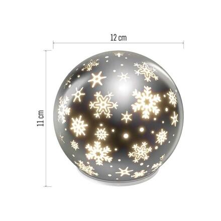 EMOS LED vánoční skleněná koule - vločky, 12 cm, 3x AA, vnitřní, teplá bílá, časovač DCLW28