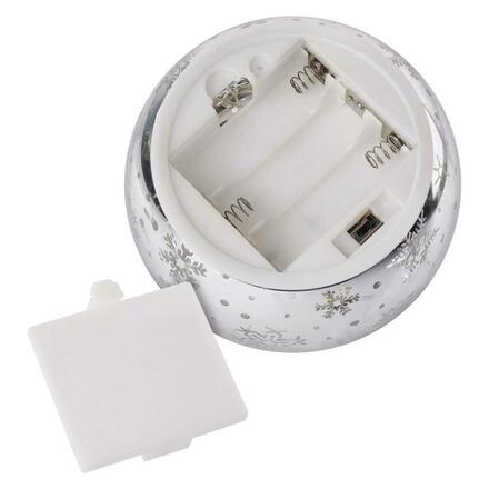 EMOS LED vánoční skleněná koule - vločky, 12 cm, 3x AA, vnitřní, teplá bílá, časovač DCLW28