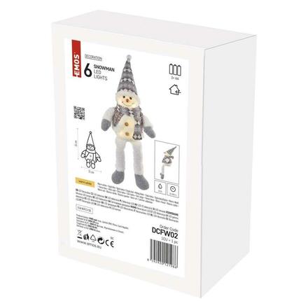 EMOS LED vánoční sněhulák sedící, 31 cm, 3x AA, vnitřní, teplá bílá DCFW02