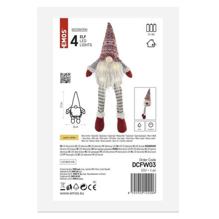 EMOS LED vánoční skřítek sedící, 27 cm, 3x AA, vnitřní, teplá bílá DCFW03