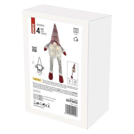EMOS LED vánoční skřítek sedící, 27 cm, 3x AA, vnitřní, teplá bílá DCFW03