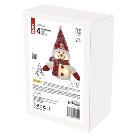 EMOS LED vánoční sněhulák svítící, 25 cm, 3x AAA, vnitřní, teplá bílá DCFW04
