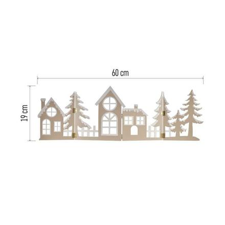 EMOS LED dekorace dřevěná - vesnička, 60 cm, 2x AA, teplá bílá, časovač DCWW41