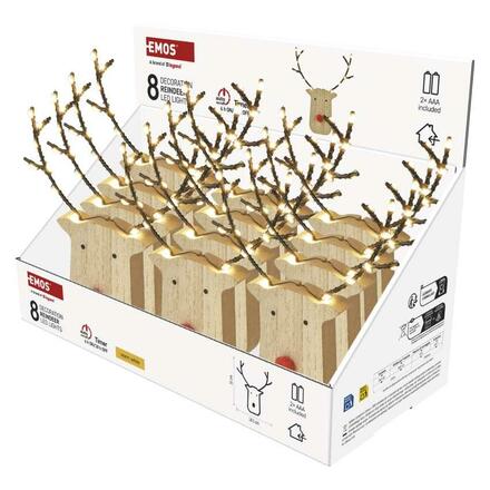 EMOS LED dekorace dřevěná - sob, 16 cm, 2x AAA, vnitřní, teplá bílá, časovač DCWW42