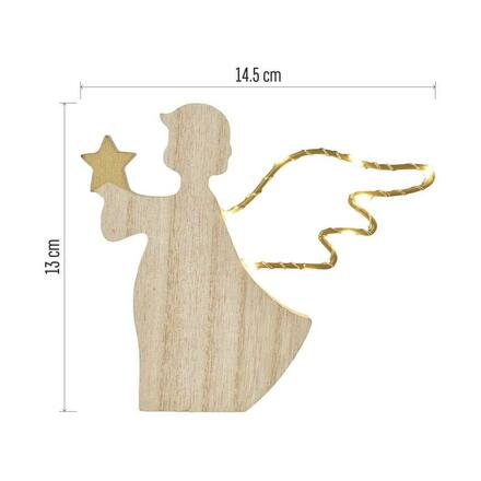 EMOS LED dekorace dřevěná - anděl, 13 cm, 2x AAA, vnitřní, teplá bílá, časovač DCWW43