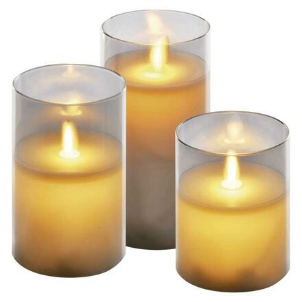 EMOS LED dekorace - 3x vosková svíčka ve skle, 6x AA, teplá bílá, časovač DCCW05