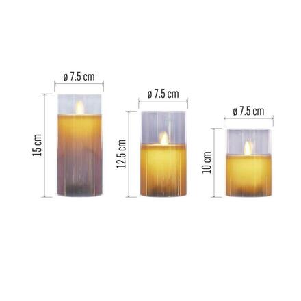 EMOS LED dekorace - 3x vosková svíčka ve skle, 6x AA, teplá bílá, časovač DCCW05