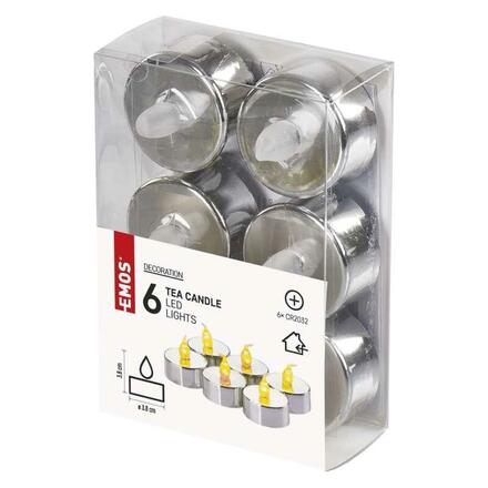 EMOS LED dekorace - čajová svíčka stříbrná, CR2032, vnitřní, vintage, 1 ks DCCV12