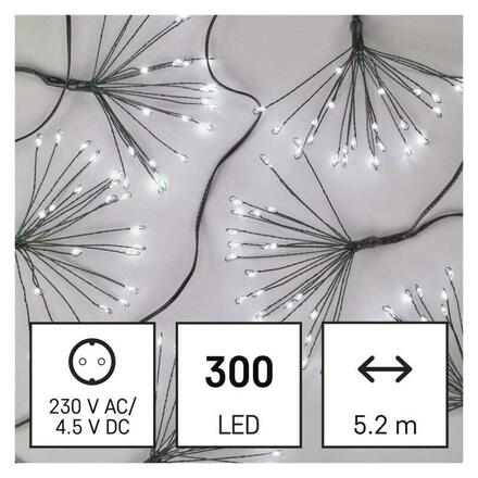 EMOS LED světelný řetěz - svítící trsy, nano, 5,2 m, vnitřní, studená bílá, časovač D3AC09