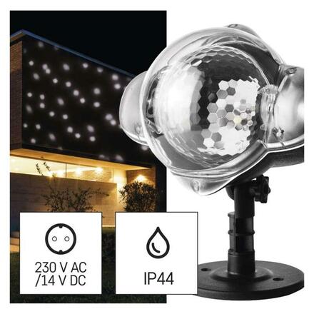 EMOS LED dekorativní projektor – padající vločky, venkovní i vnitřní, bílá DCPC03