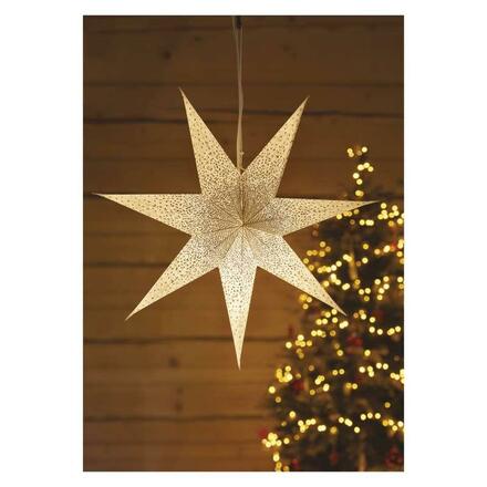 EMOS Vánoční hvězda papírová závěsná se zlatými třpytkami ve středu, bílá, 60 cm, vnitřní DCAZ08