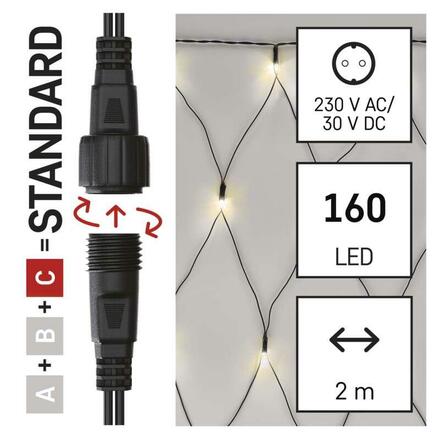 EMOS Standard LED spojovací vánoční řetěz – síť, 1,5x2 m, venkovní, teplá bílá D1DW01