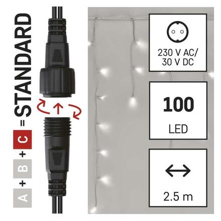 EMOS Standard LED spojovací řetěz blikající – rampouchy, 2,5 m, venkovní, studená bílá D1CC02