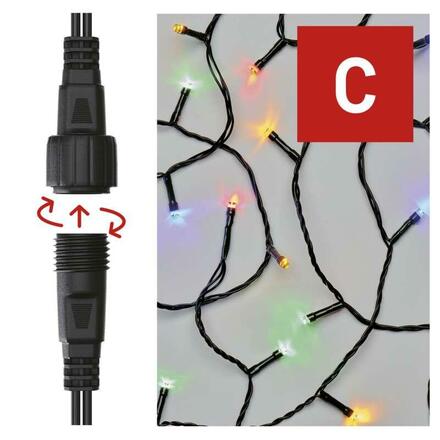 EMOS Standard LED spojovací vánoční řetěz, 10 m, venkovní i vnitřní, multicolor D1AM03