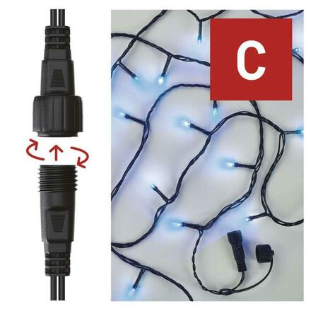 EMOS Standard LED spojovací vánoční řetěz, 10 m, venkovní i vnitřní, modrá D1AB01