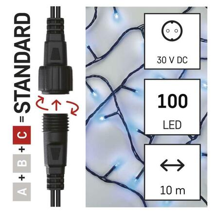 EMOS Standard LED spojovací vánoční řetěz, 10 m, venkovní i vnitřní, modrá D1AB01