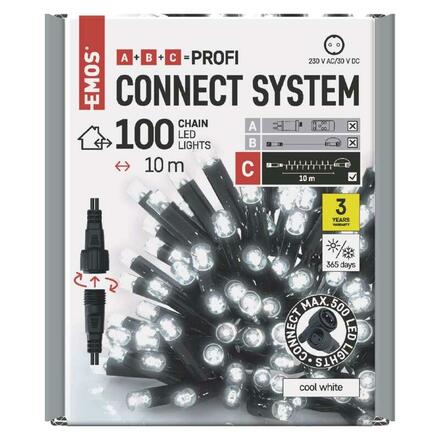EMOS Profi LED spojovací řetěz černý, 10 m, venkovní i vnitřní, studená bílá D2AC04