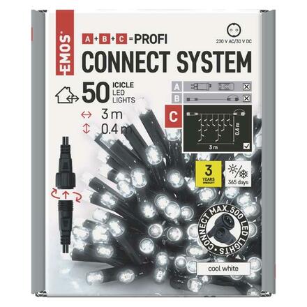 EMOS Profi LED spojovací řetěz černý – rampouchy, 3 m, venkovní, studená bílá D2CC01