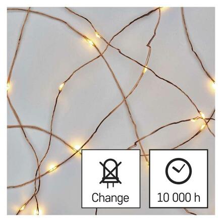 EMOS LED vánoční nano řetěz, 1,9 m, 2x AA, vnitřní, teplá bílá, časovač D3AW07