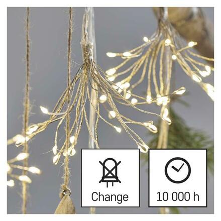 EMOS LED světelný řetěz - svítící trsy, nano, 2,35 m, vnitřní, teplá bílá, časovač D3AW08