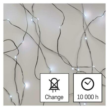 EMOS LED vánoční nano řetěz, 1,9 m, 2x AA, vnitřní, studená bílá, časovač D3AC07