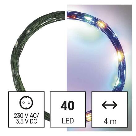 EMOS LED vánoční nano řetěz zelený, 4 m, venkovní i vnitřní, multicolor, časovač D3AM01
