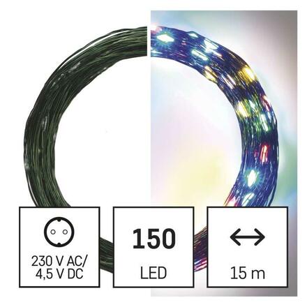 EMOS LED vánoční nano řetěz zelený, 15 m, venkovní i vnitřní, multicolor, časovač D3AM03