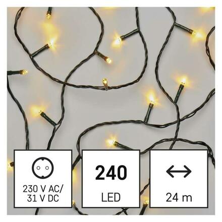 EMOS LED vánoční řetěz, 24 m, venkovní i vnitřní, teplá bílá, časovač D4AW05