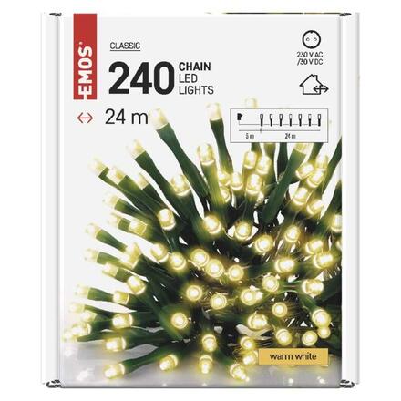 EMOS LED vánoční řetěz, 24 m, venkovní i vnitřní, teplá bílá, časovač D4AW05