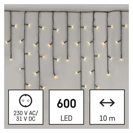 EMOS LED vánoční rampouchy, 10 m, venkovní i vnitřní, teplá bílá, programy D4CW03