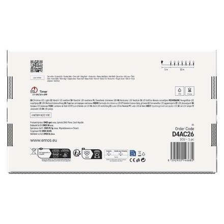 EMOS LED vánoční řetěz, 50 m, venkovní i vnitřní, studená bílá, programy, časovač D4AC26