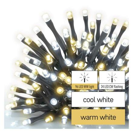 EMOS LED vánoční řetěz blikající, 12 m, venkovní i vnitřní, teplá/studená bílá, časovač D4AN02