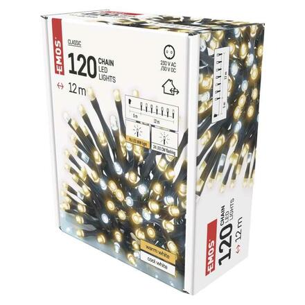 EMOS LED vánoční řetěz blikající, 12 m, venkovní i vnitřní, teplá/studená bílá, časovač D4AN02