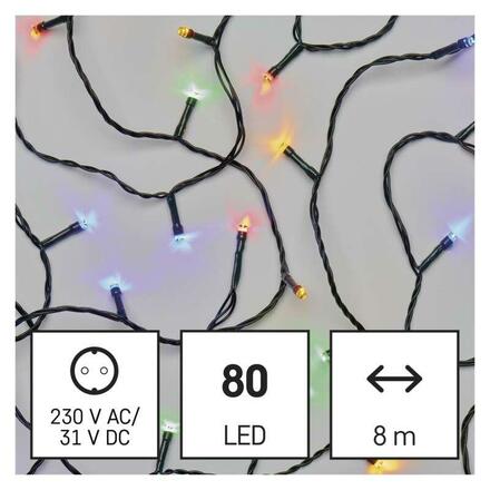 EMOS LED vánoční řetěz, 8 m, venkovní i vnitřní, multicolor, časovač D4AM02