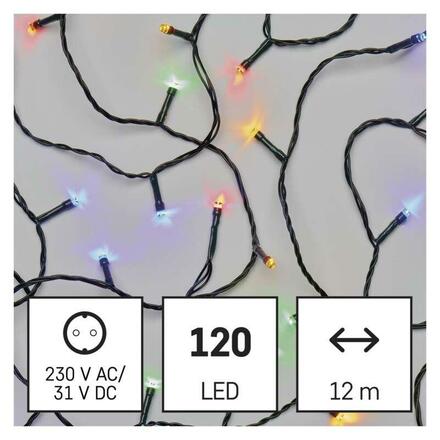 EMOS LED vánoční řetěz, 12 m, venkovní i vnitřní, multicolor, časovač D4AM03