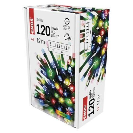 EMOS LED vánoční řetěz, 12 m, venkovní i vnitřní, multicolor, časovač D4AM03