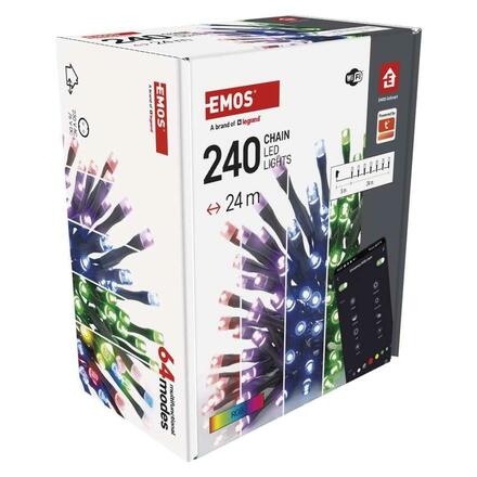 EMOS GoSmart LED vánoční řetěz, 24 m, venkovní i vnitřní, RGB, programy, časovač, wifi D4ZR04