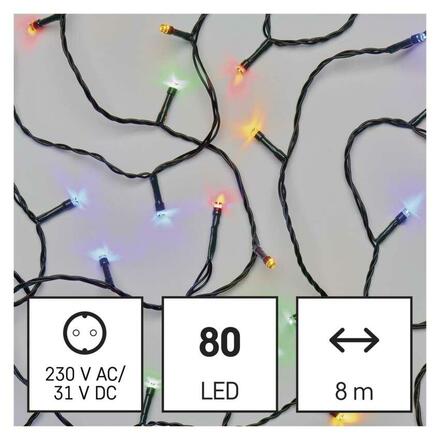 EMOS LED vánoční řetěz, 8 m, venkovní i vnitřní, multicolor, programy, časovač D4AM22