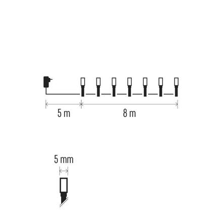 EMOS LED vánoční řetěz, 8 m, venkovní i vnitřní, multicolor, programy, časovač D4AM22