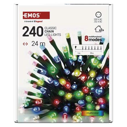 EMOS LED vánoční řetěz, 24 m, venkovní i vnitřní, multicolor, programy, časovač D4AM25